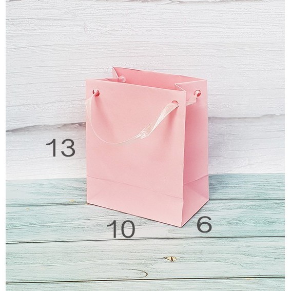 

paper bag MINI warna PASTEL 10x13 paperbag polos tali pita tas kertas - Pink