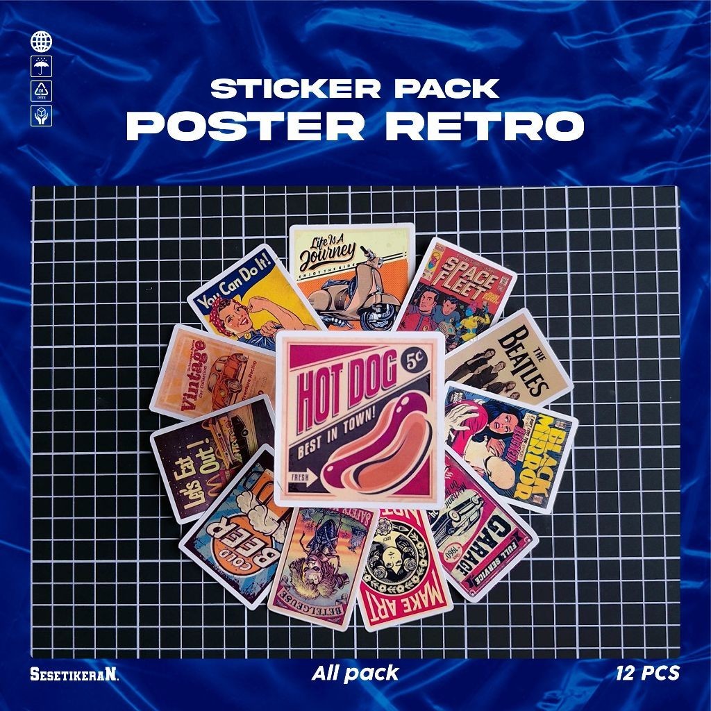 

COD✨ Sesetikeran Stiker Pack Classic Retro Poster Colorfull Keren Untuk Koper Laptop Skateboard