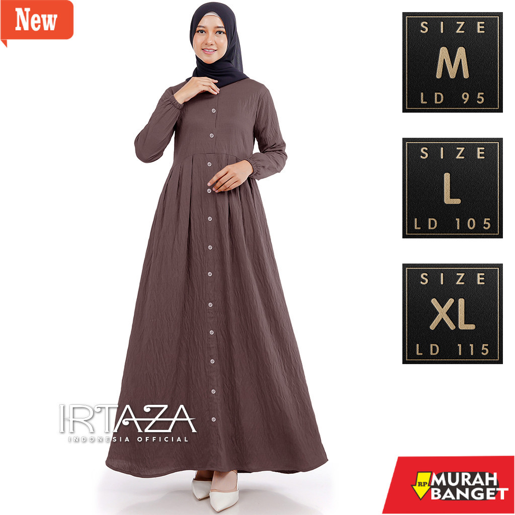 Gamis yang terbaru- Viena Dress Gamis Polos Polo Linen NR Nylon Rayon