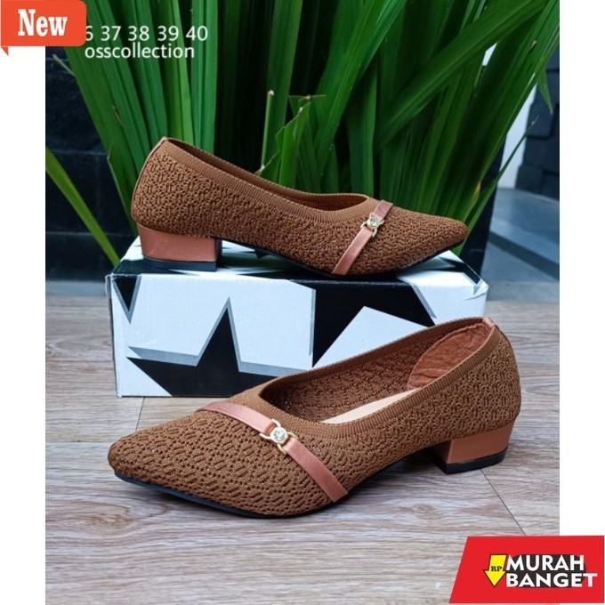 Sepatu wanita buat lebaran- SEPATU HAK RAJUT IMPORT SOL KARET | FANTOFEL RAJUT SEPATU WANITA