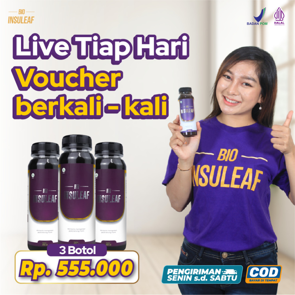 

Bio Insuleaf Herbal Diabetes 3 Botol Asli