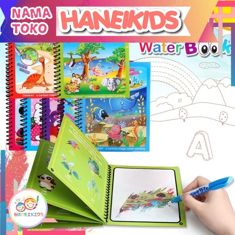 MAINAN BUKU WARNA AJAIB MAGIC WATER BOOK ANAK / WATER MAGIC BOOK / BUKU MEWARNAI MONTESSORI PAUD