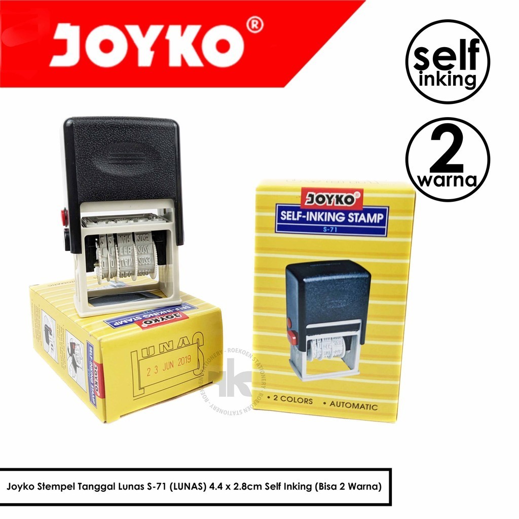 

Joyko Stempel Tanggal Lunas S-71 (LUNAS) 4.4 x 2.8cm Self Inking (Bisa 2 Warna)