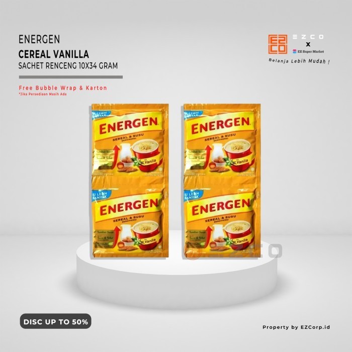 

ENERGEN CEREAL RASA VANILLA KEMASAN SACHET RENCENG 10 PCS X 34 GR