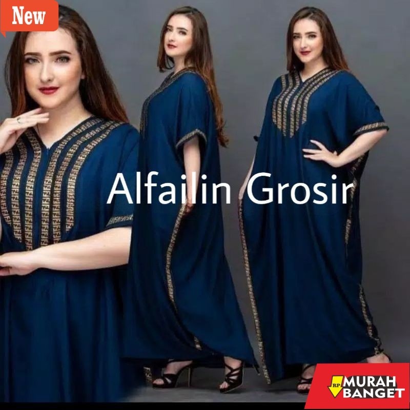 BAJU TIMUR TENGAH WANITA UNTUK LEBARAN- Daster Arabian lowo jumbo LD130/Daster Rayon Resleting depan