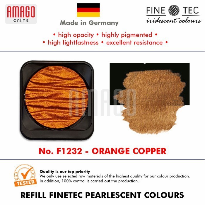 

FINETEC - Pearlescent Watercolour - F1232 Orange Copper - Round 30mm