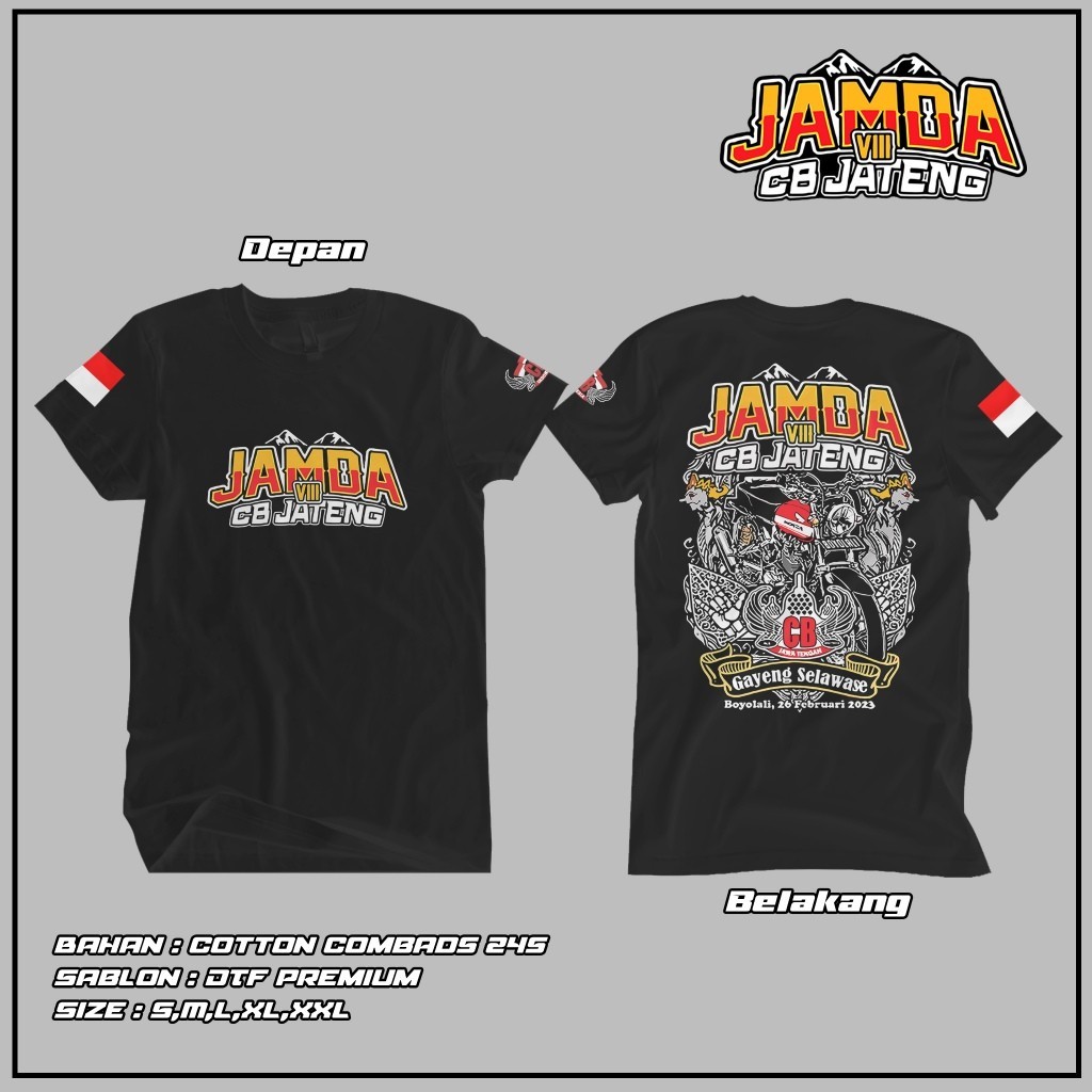KAOS JAMDA CB JATENG VIII - KAOS JAMDA JATENG TERBARU 2023 - KAOS CB - KAOS RACING HONDA - KAOS ACAR