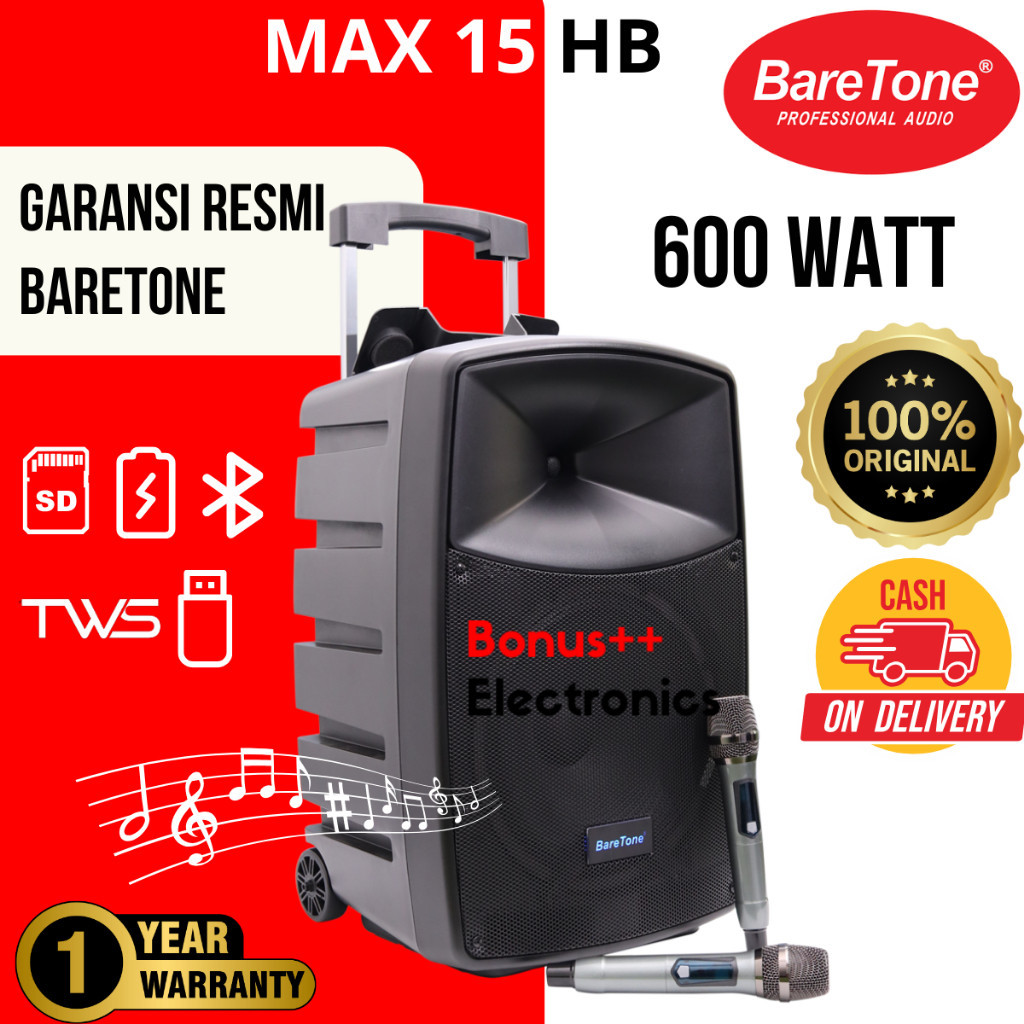 Speaker Portable Baretone MAX 15 HB 15 inch 15HB 15"