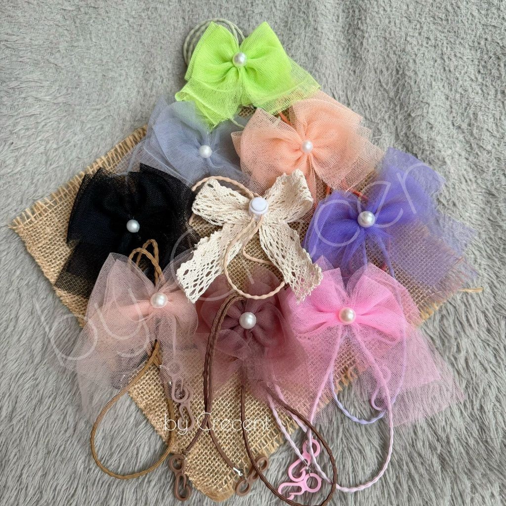 Tali Strap Kalung Masker Hijab Jilbab Kerudung Renda Pita Korean Style