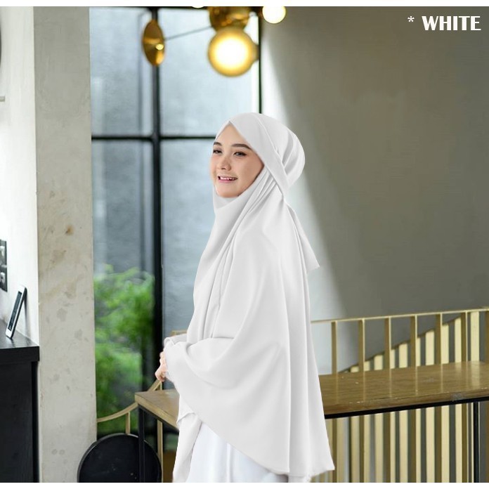 Jilbab Khimar Jumbo Kerudung Syari Putih dan Cadar Madinah - Army