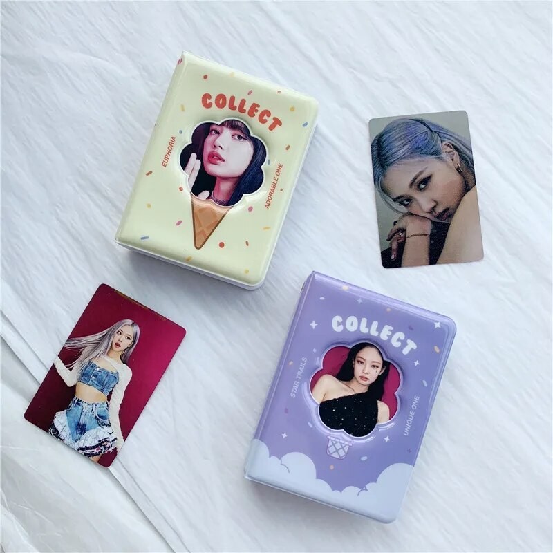 

SKYSONIC 3" Cute Album With 20pcs Sleeves Bags Ice Cream Kpop Storage Card Bag Postcards Idol Collect Organizer