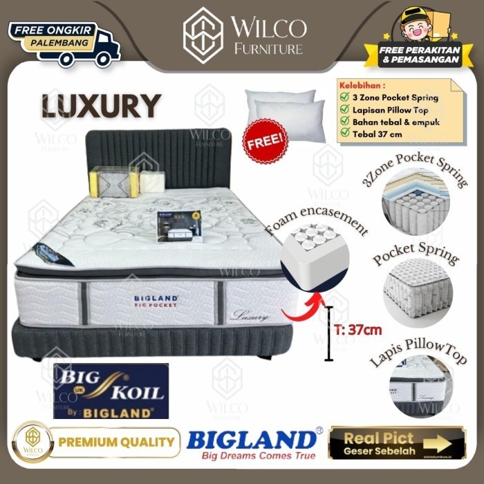 Kasur Springbed Luxury Bigland / Matras BigKoil Tebal 37cm Palembang - Matras Aja, 100x200
