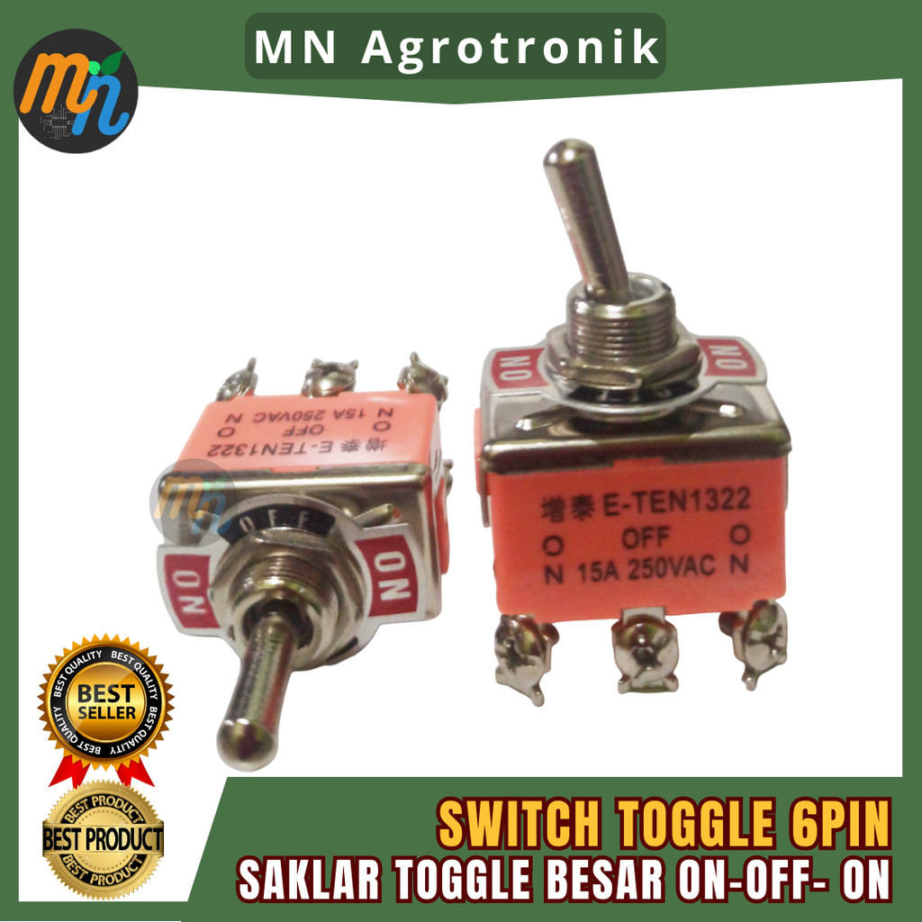 SAKLAR - SWITCH TOGGLE 6PIN BESAR ON-OFF-ON / TOGGLE ON-OFF-ON 6 KAKI
