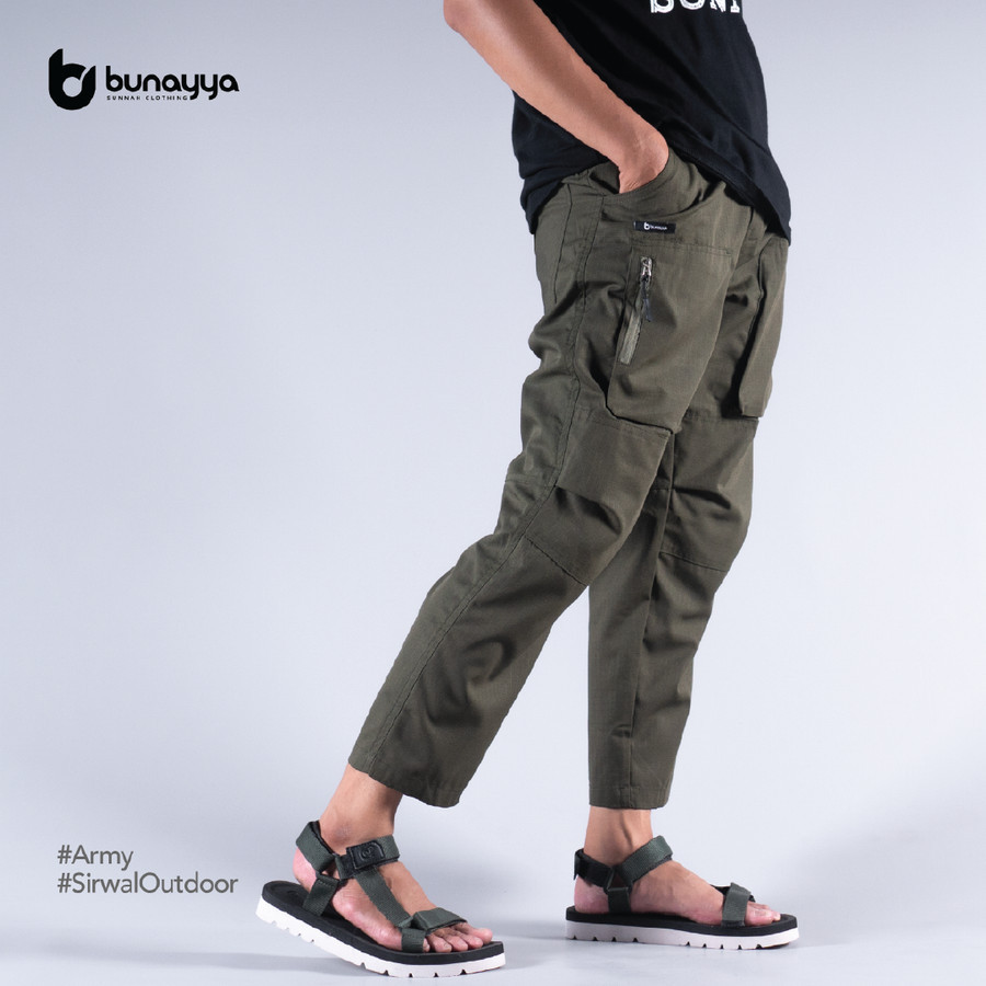 Sirwal Outdoor Bunayya Warna Army Celana Panjang Anak dan Dewasa Bahan Katun Ripstop Premium Nyaman 