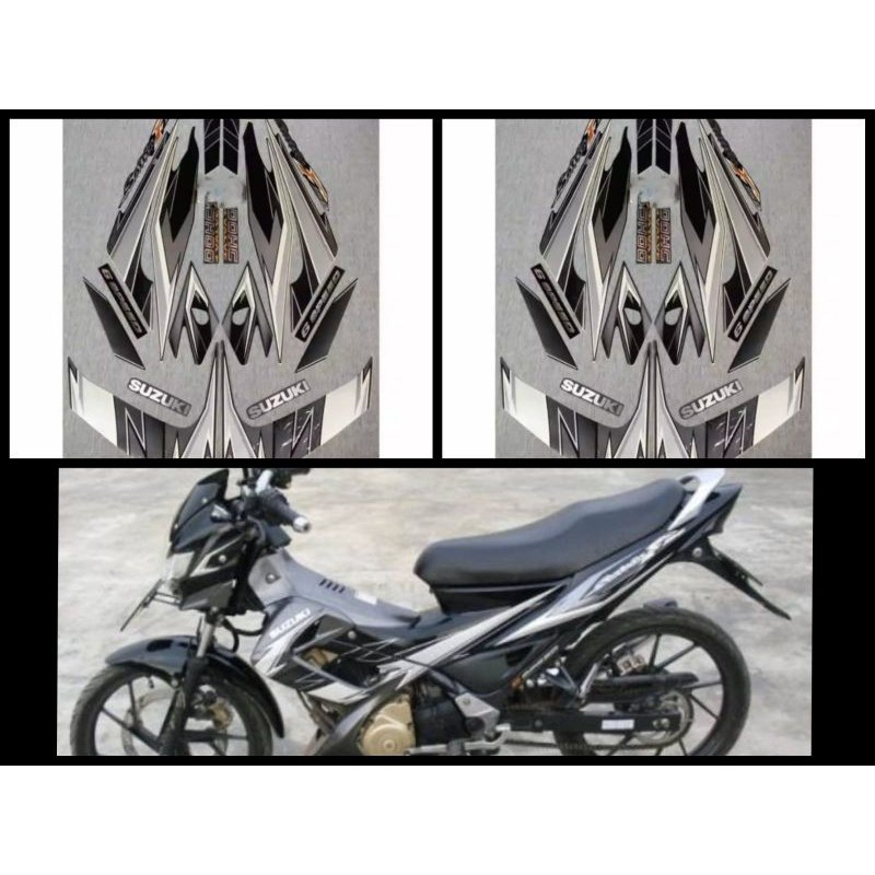 STIKER STRIPING LIS LES POLET PLAT PLISIR BODY MOTOR SUZUKI SATRIA FU F 150 2009 BARONG FULL HITAM A