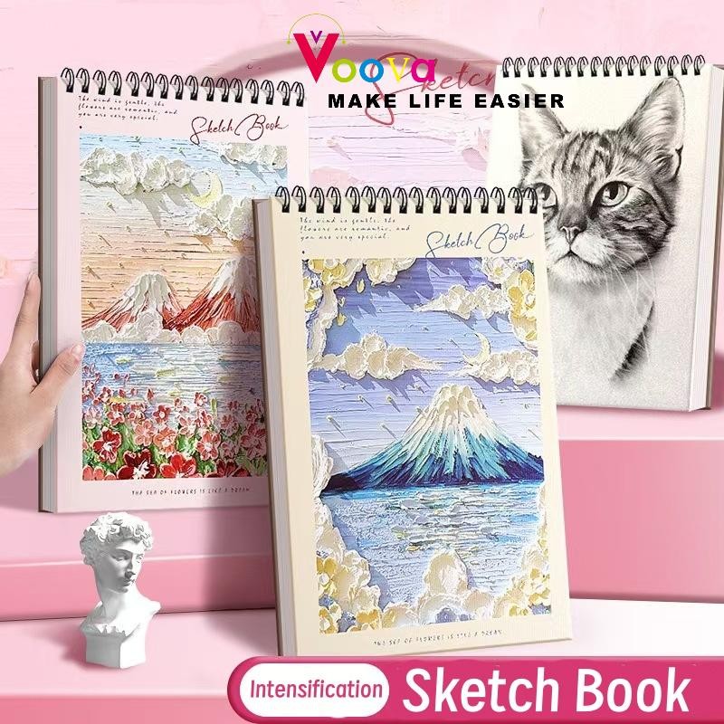 

VOOVA Sketchbook A4 / Buku Gambar Aesthetic/ Buku Gambar Vertikal Jilid Spiral 45 Halaman/ Buku Melukis