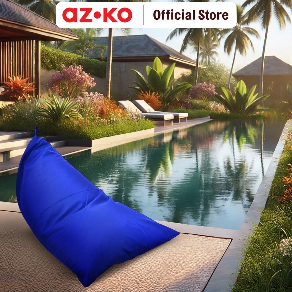 AZKO Soleil Bean Bag Triangle Large - Biru Kursi Santai Empuk Tempat Duduk Bean Furniture Rumah