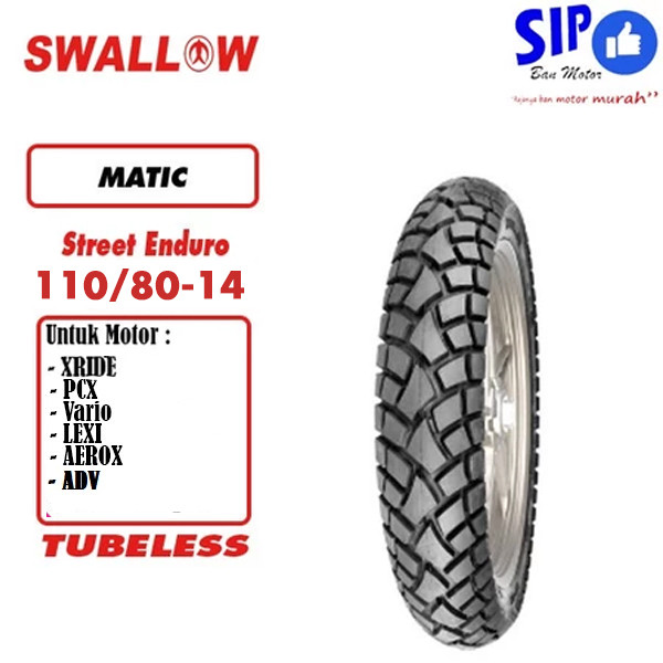 Ban Swallow ring 14 Street Enduro SB-117 110/80 Tubeless untuk motor Lexi Aerox PCX 150