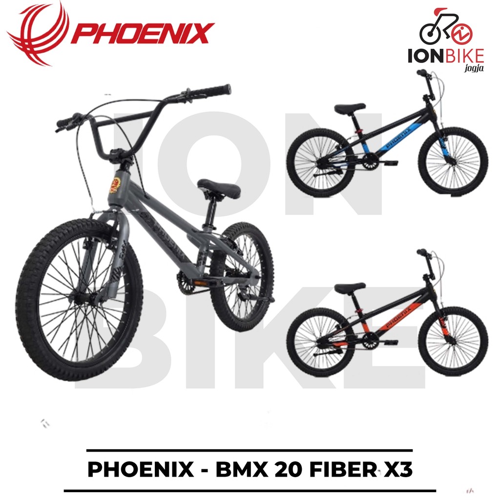 Sepeda BMX 20 Phoenix Fiber X3 Ban 2.40 Terbaru Rem V-Brake Tebal Awet Anak SD SMP Race Rogue Razor 