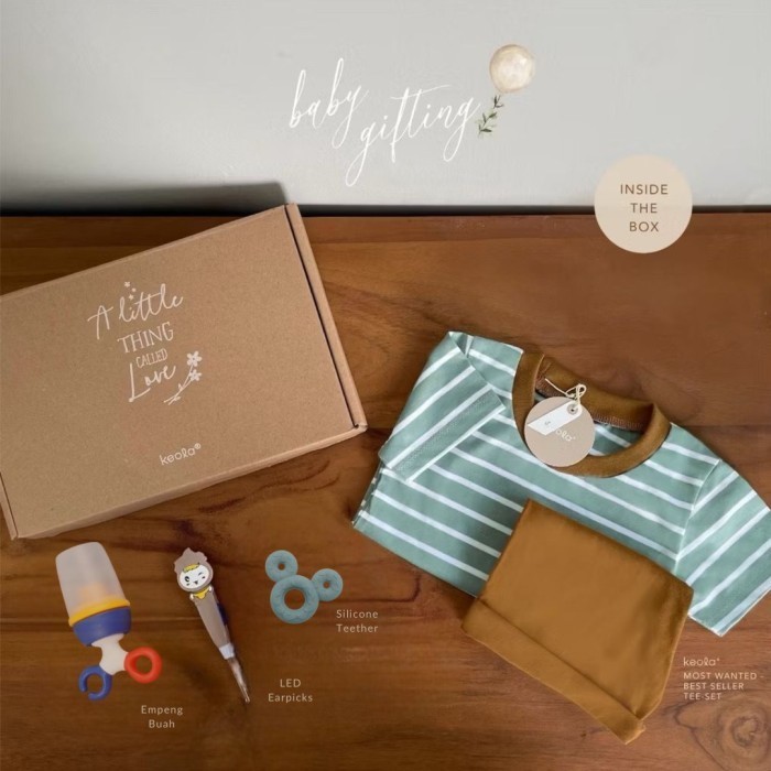 

[Terlaris] Keola 5PCS Baby Gift Set Premium / Baby Gifting / Baby Hampers New Bor - Hampers Green, S