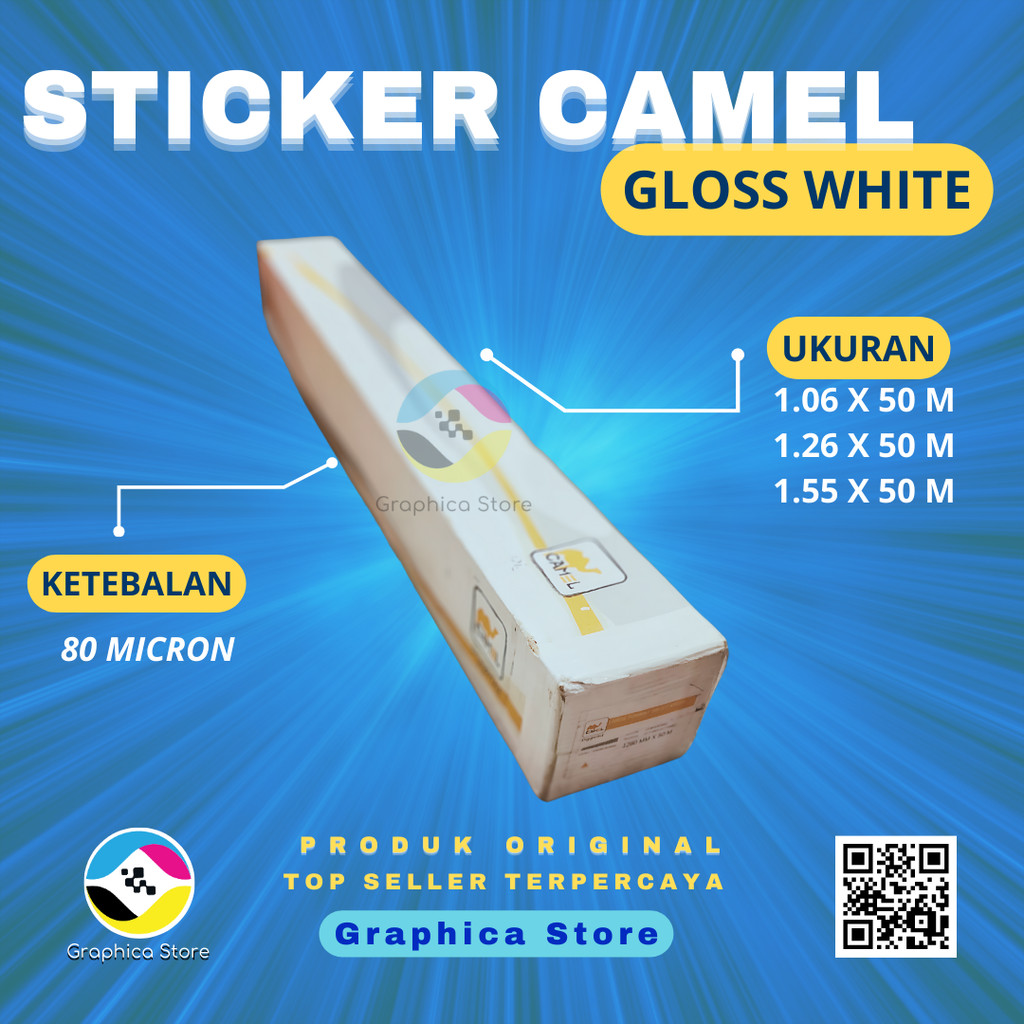 

Sticker Vinyl Roll Ecosolvent Gloss White CAMEL | Sticker Glossy Roll Printing Ecosolvent