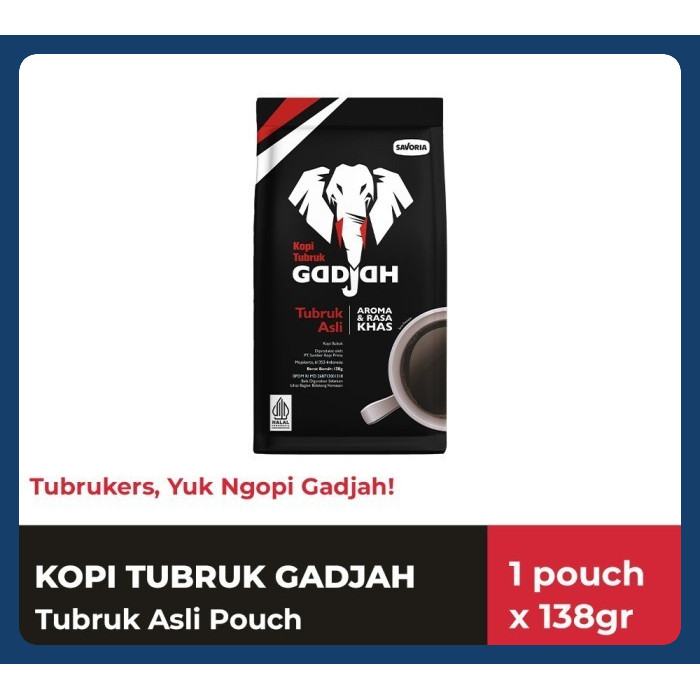 

Kopi Tubruk Gadjah Asli Pouch 138 g - Bubuk Kopi Hitam