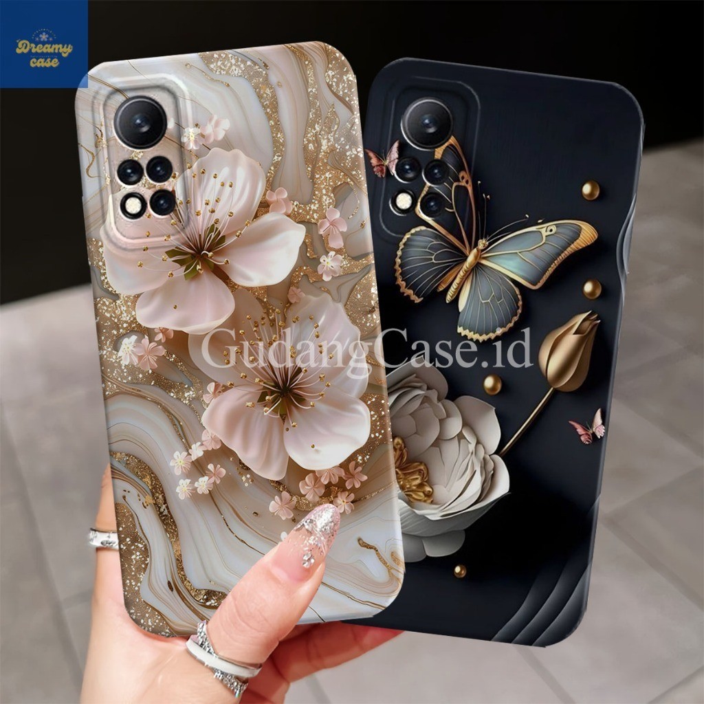 Softcase Hp Infinix Hot 11s Nfc Motif Bunga Kupu-Kupu Case Pelindung Camera Lentur