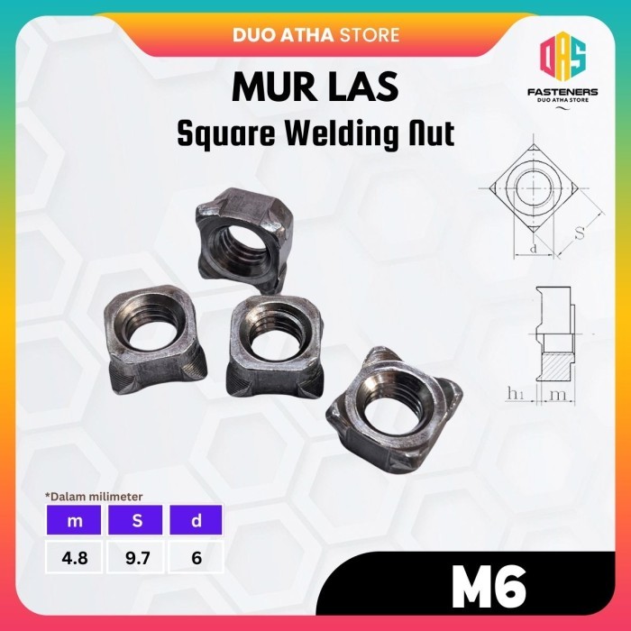 Mur Las M6 / Square Welding Nut M6 / Mur Las Kotak M6