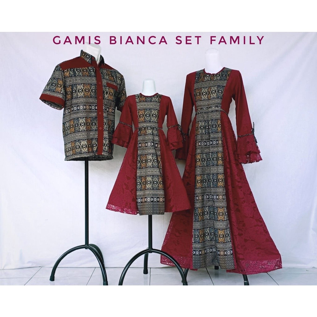 Gamis Bianca Maroon Brokat |  Gamis Anak Perempuan | Gamis Dewasa | Baju Gamis Couple | Baju Unik | 