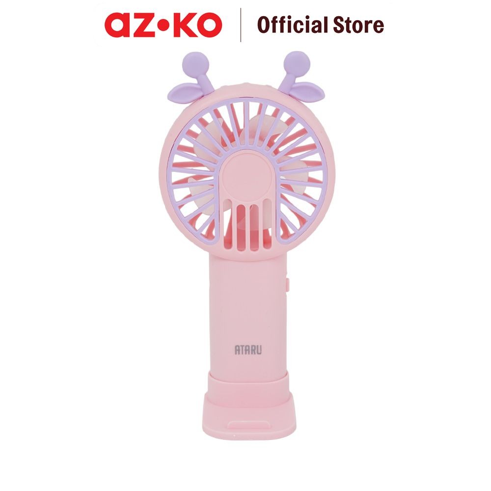 AZKO Ataru Kipas Angin Portabel Rechargeable Rabbit Ear - Pink handheld fan kipas mini travel serbag