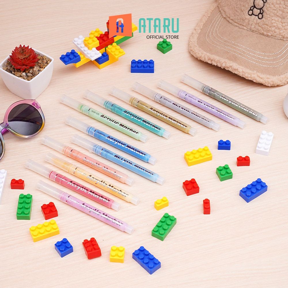 

Ataru Set 12 Pcs Spidol Acrylic Push Up permanent marker alat tulis perlengkapan sekolah dan kantor