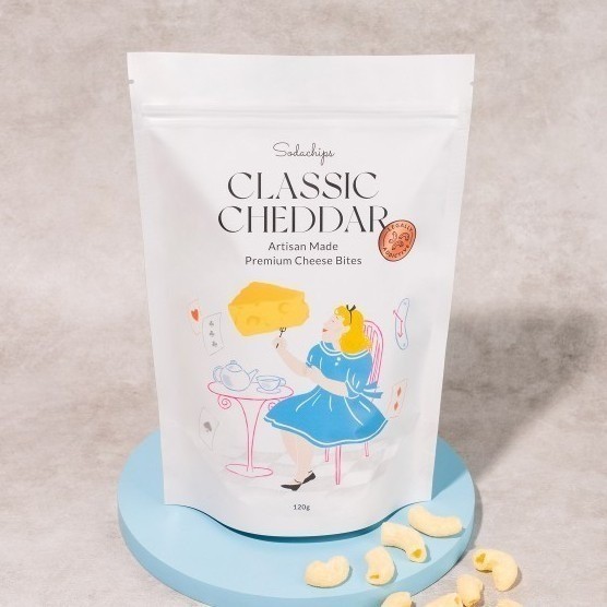 

Sodachips BIG SIZE Classic Cheddar Cheese Bites snack 150g Low Calorie | Gluten Free | No MSG | Healthy Snack | Halal | Vegan Friendly | Rak Sebelah