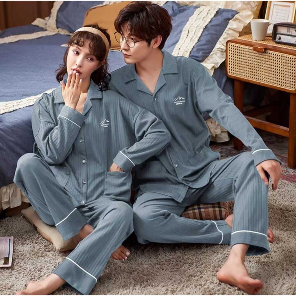 Baju tidur piyama pp couple bahan kaos katun import SETELAN SET PIYAMA BAJU TIDUR COUPLE PASANGAN SU