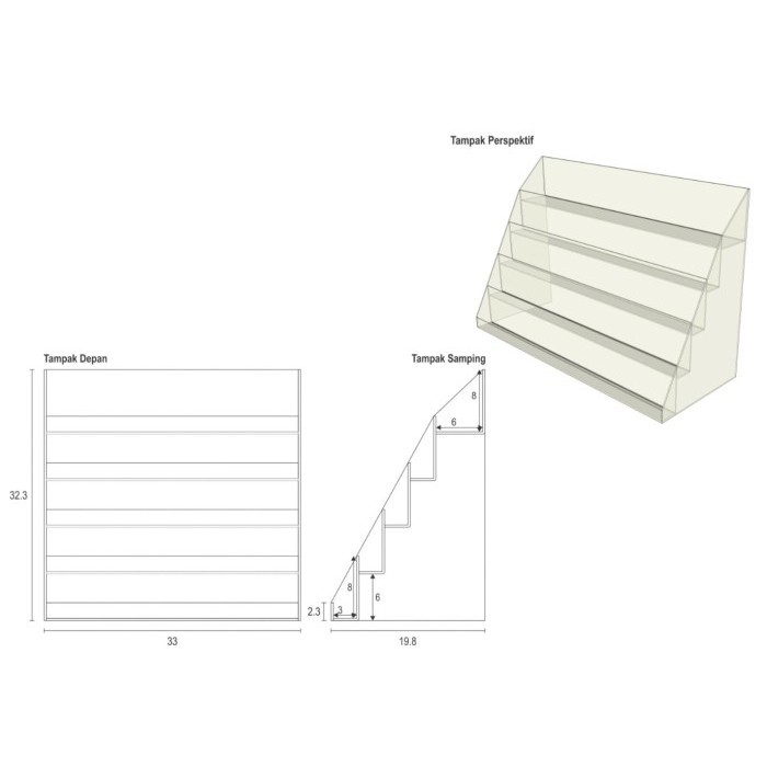 

PROMO!! -Akrilik Tangga// Akrilik Display//Rak Display - 30x19.5x30.5