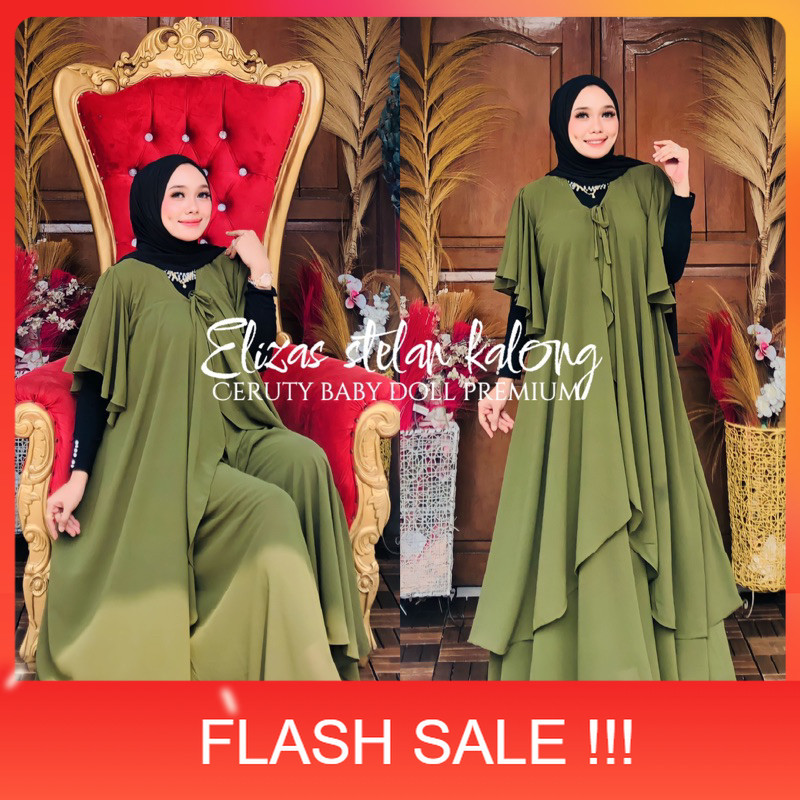 PROMO STELAN KALONG ELIZA TALI PANJANG,pakaian muslimah,pakaian wanita terbaru one set outer panjang