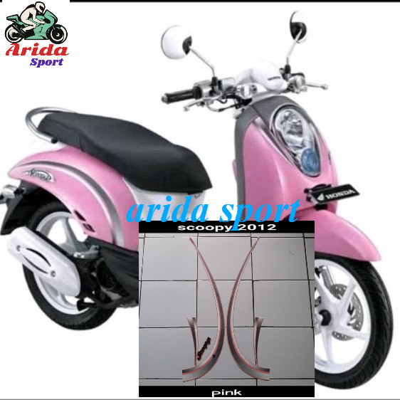striping stiker  honda scoopy  karbu lama thn 2010 2011 2012 full pink putih motif striping original
