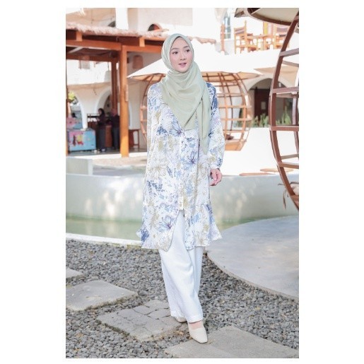 Rosa Tunic Blooming Series by Kalasiris - Baju Atasan Tunik Crinkle Motif Bunga