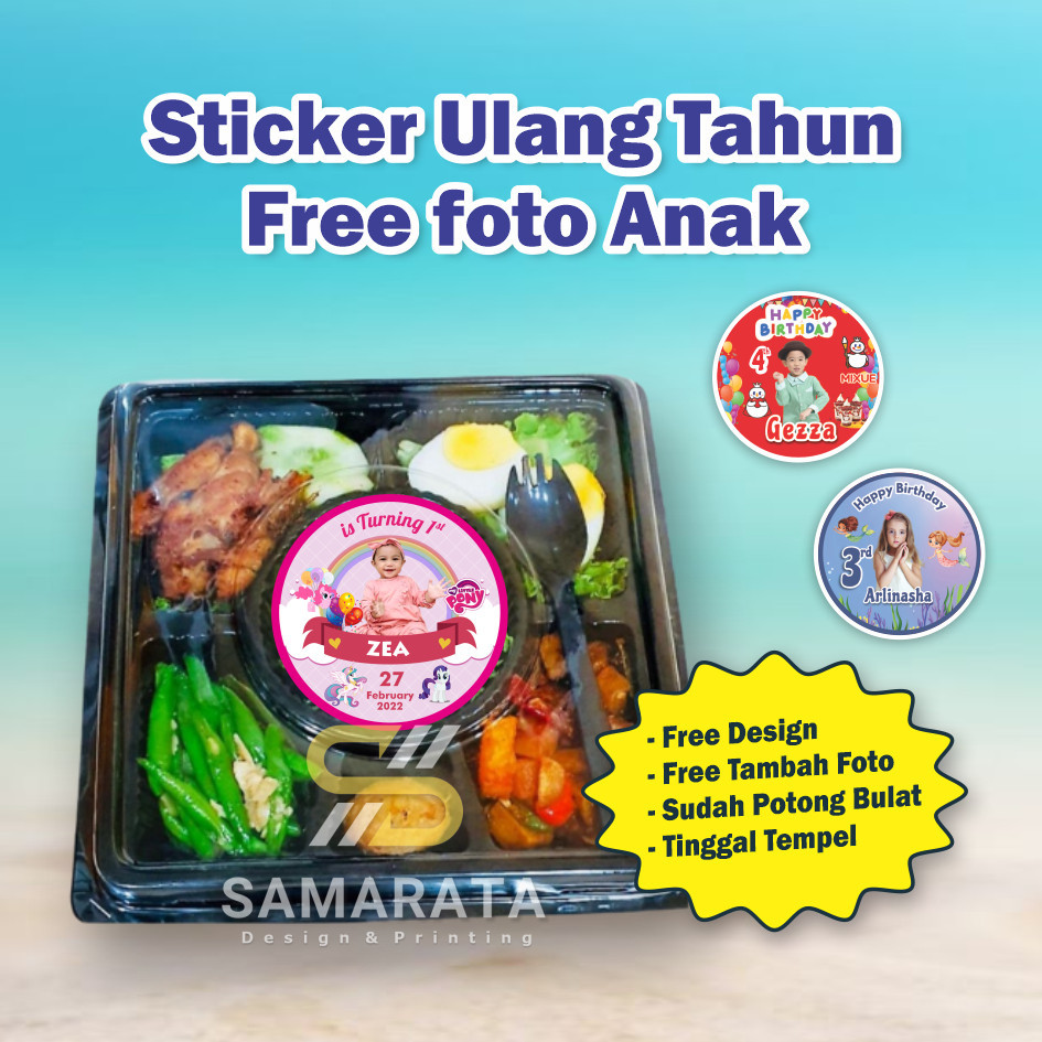 

Stiker Ulang Tahun Anak Label Custom Foto Stiker Tasyakuran Aqiqah Tedhak Siten