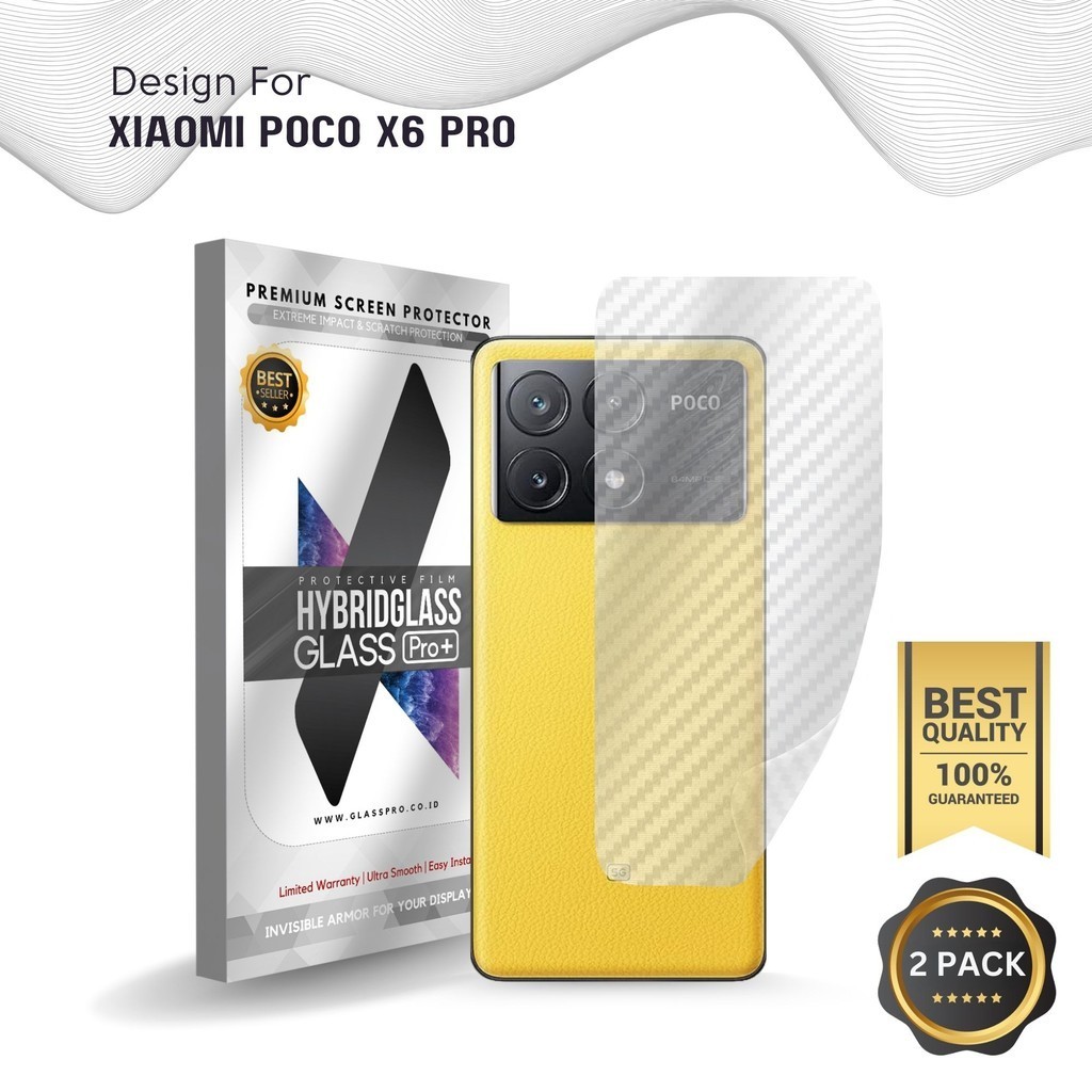 Fiber Guard Screen Protector  Xiaomi Poco X6 Pro Back, 3D Anti Gores Belakang Premium, Carbon Skin G