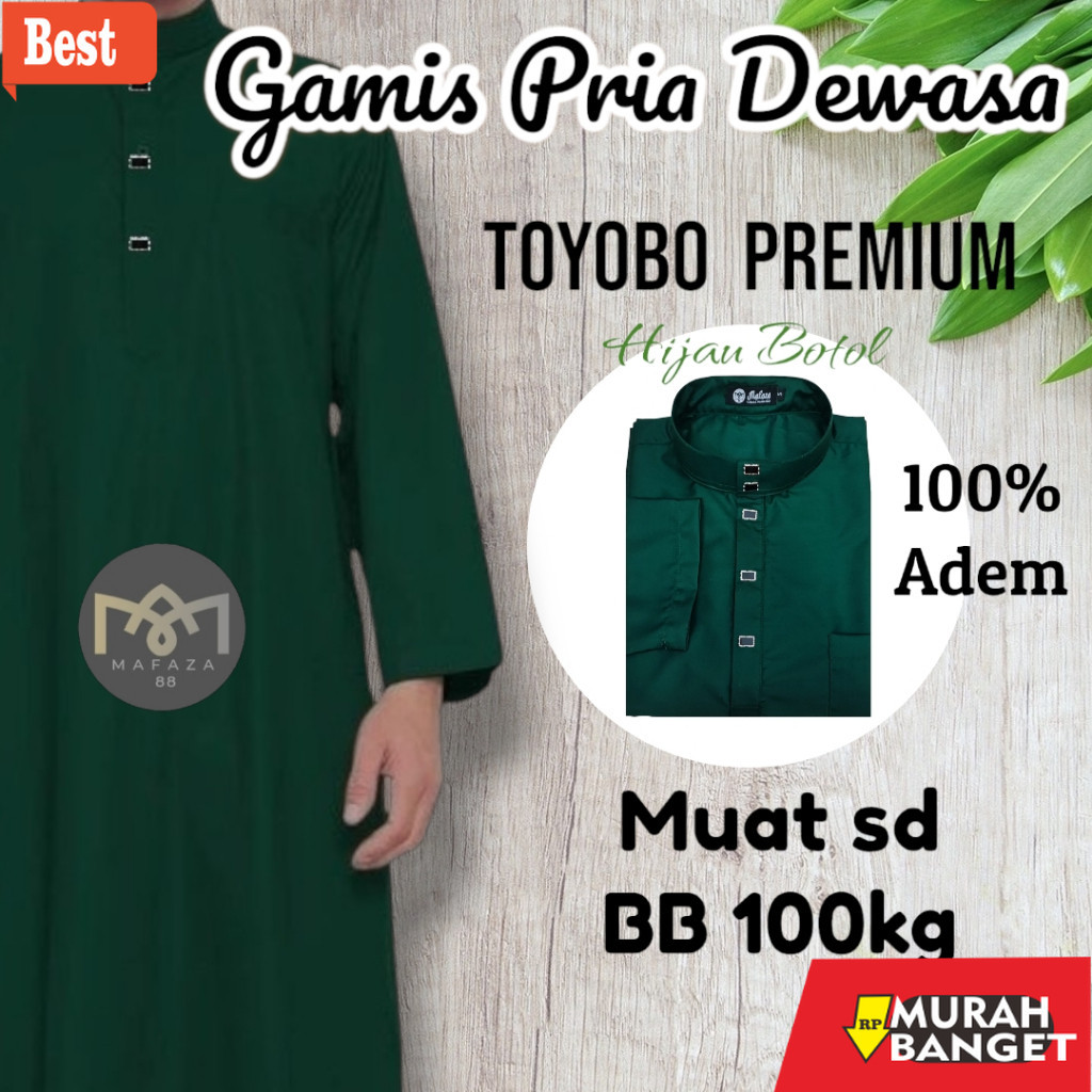 Baju timur tengah pria- Jubah Gamis TOYOBO PREMIUM ADEM Pria Dewasa Kancing Snap Impot Model Motif H