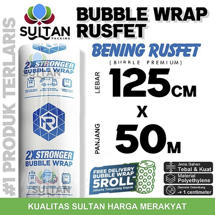 

Bubble Wrap 125cm x 50meter RUSFET BENING Bubblewrap TERMURAH / ROLL