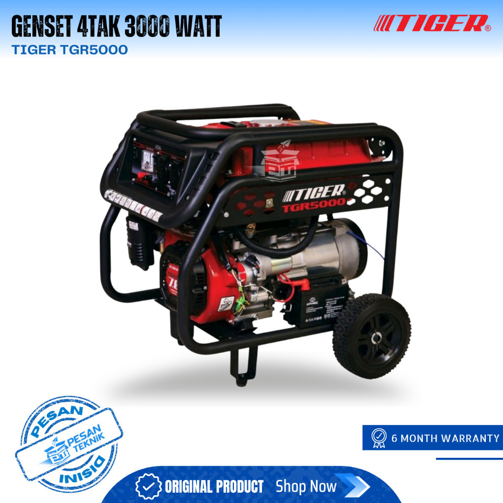 Mesin genset bensin 3000watt generator set TGR 5000 TIGER TGR5000