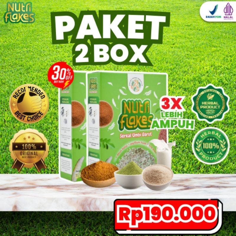 

100% ASLI Paket Nutriflakes 3 Box - Original Minuman Umbi Garut Solusi Atasi Maag Kronis Asam Lambung Gerd Suplemen Makanan Diet Isi 280gr