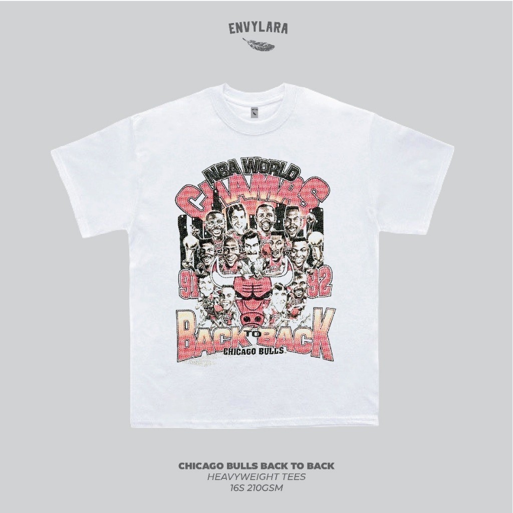 Chicago Bulls 91-92 NBA Champions Tshirt Heavyweight Cotton Combed 16s Bootleg Vintage