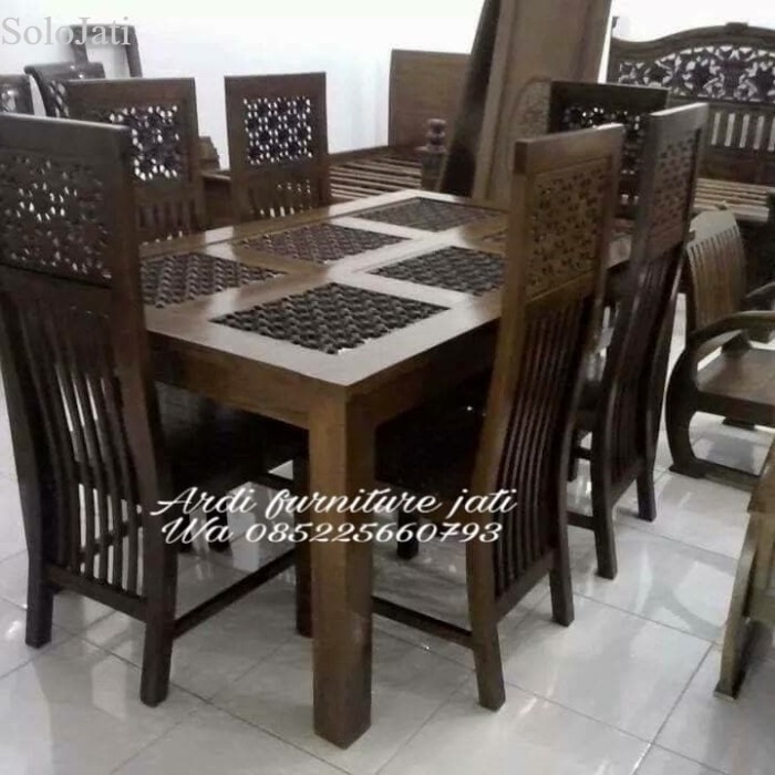 

Meja makan 6 kursi ukir kayu jati jepara murah