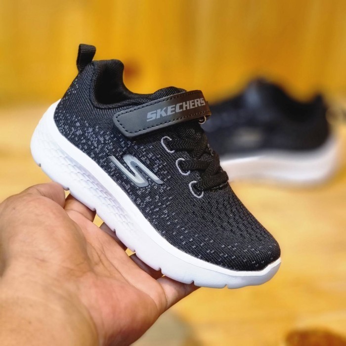 Sepatu Anak Laki Laki Sekolah Skechers Black White / Hitam Putih - 26
