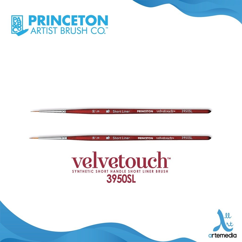 

Princeton Velvetouch 3950SL Short Liner Synthetic Watercolor Brush Short Handle Kuas Lukis