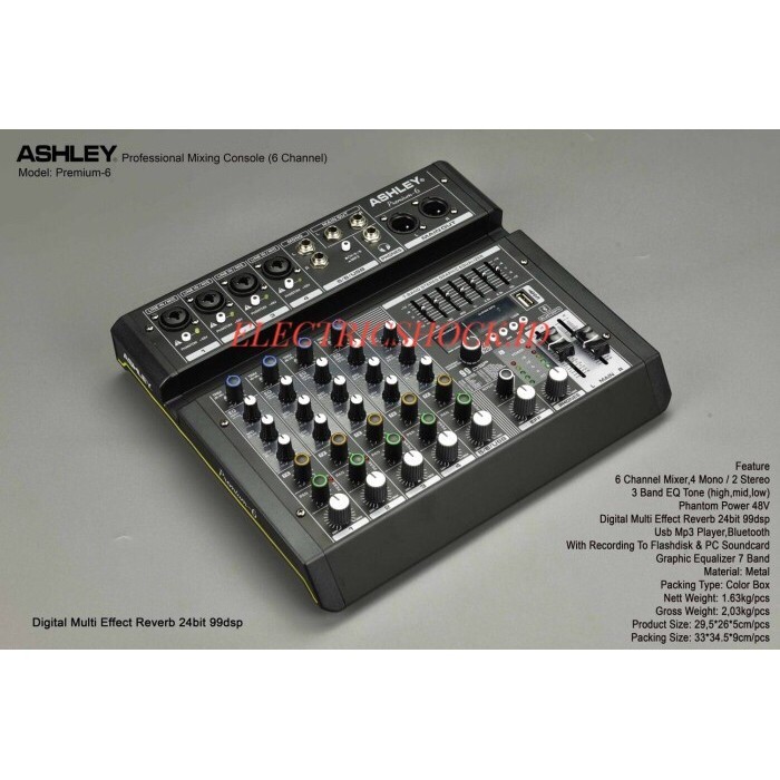 MIXER AUDIO ASHLEY PREMIUM 6 / PREMIUM6 (6CH,USB,BT)ORIGINAL RECORD