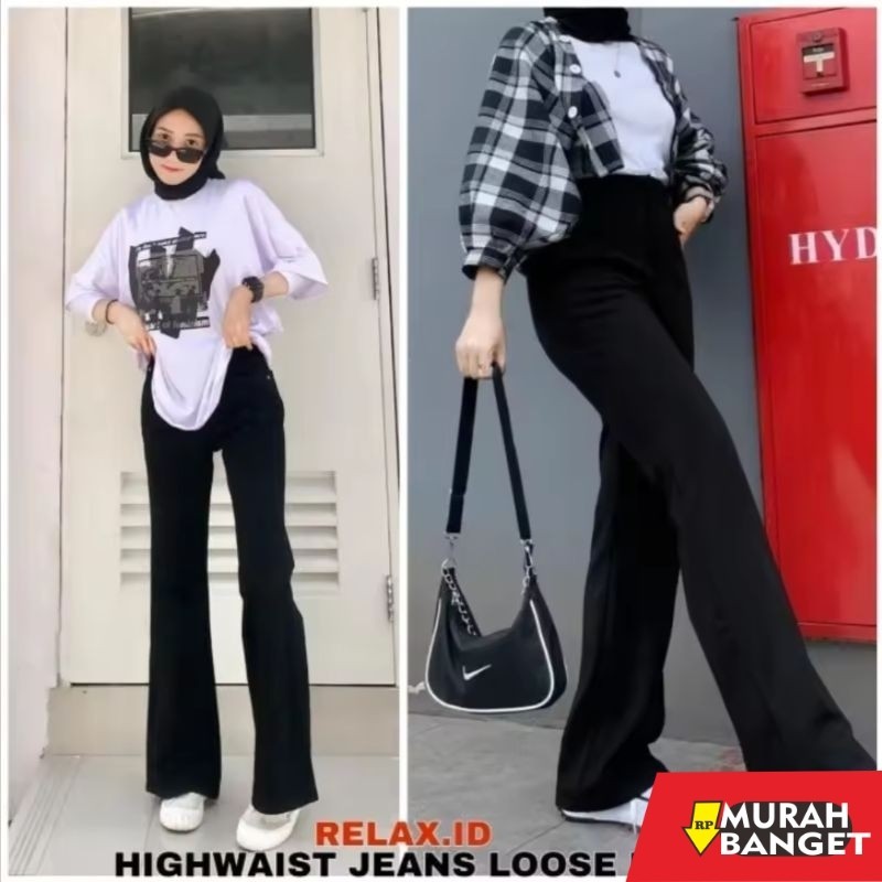 Celana Denim Wanita Terbaru- Celana Panjang HW Kulot Jeans Boyfriend Jeans Korea Jeans Celana Jeans 