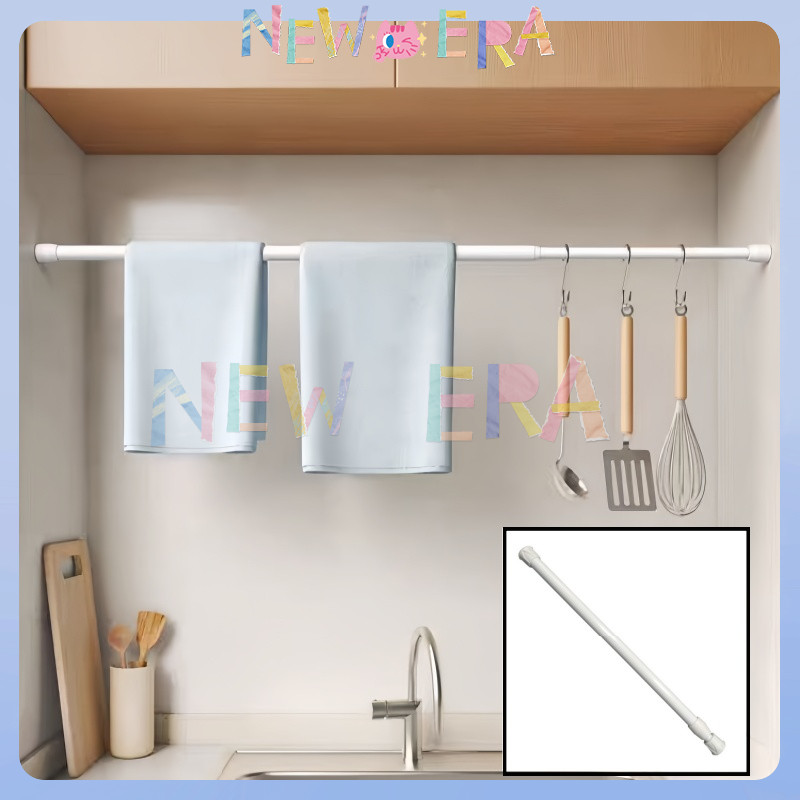 NewEra Tiang Shower Tongkat Gantungan Gorden Tirai Kamar Mandi Lemari Tanpa Paku Portable Batang Tir